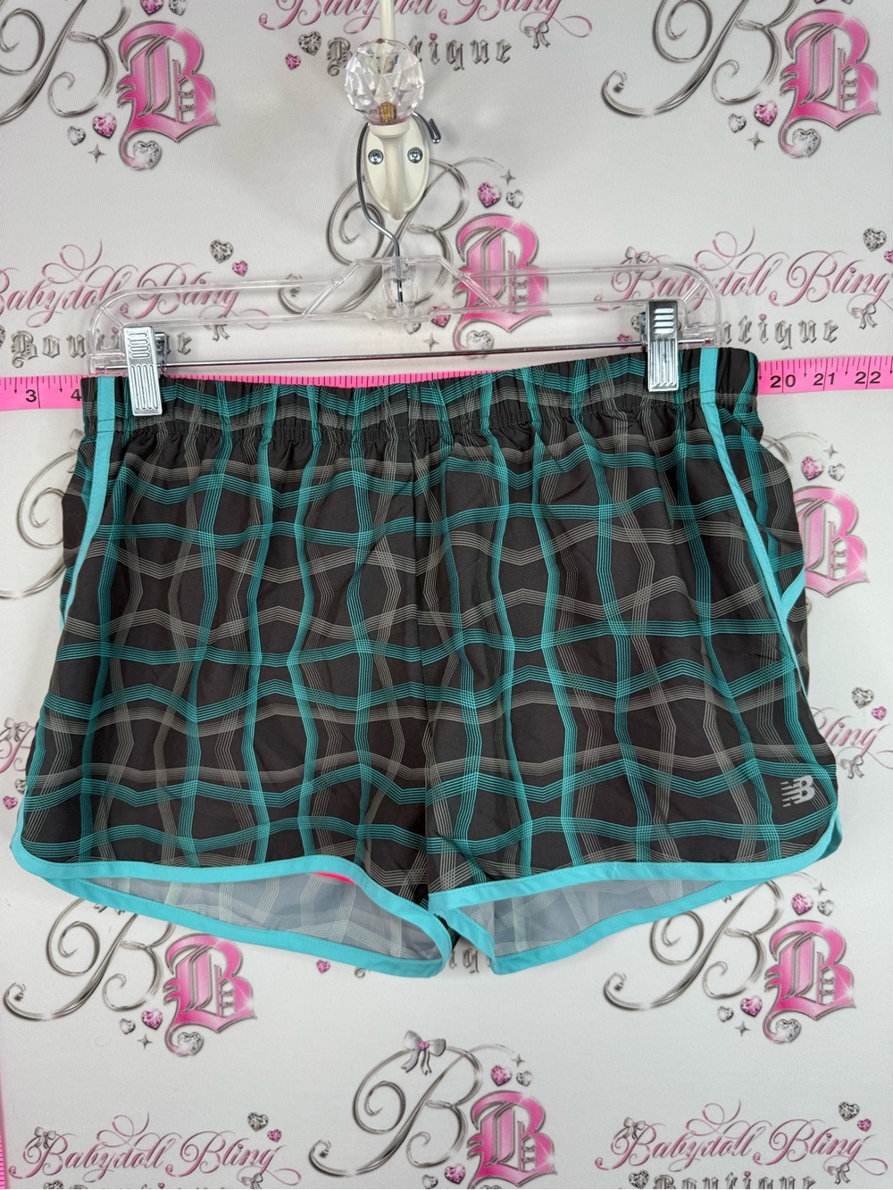 New Balance shorts Women’s Black & Teal Plaid Athletic Shorts